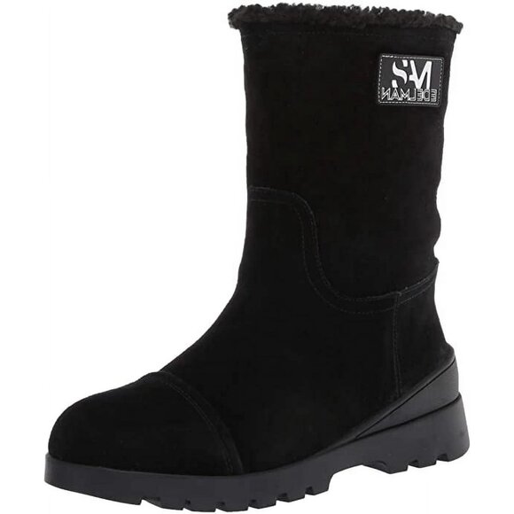 $200 Sam Edelman Kaylie Black Suede Shearling Snow Winter Boots 10 (TPO18) - Picture 1 of 7